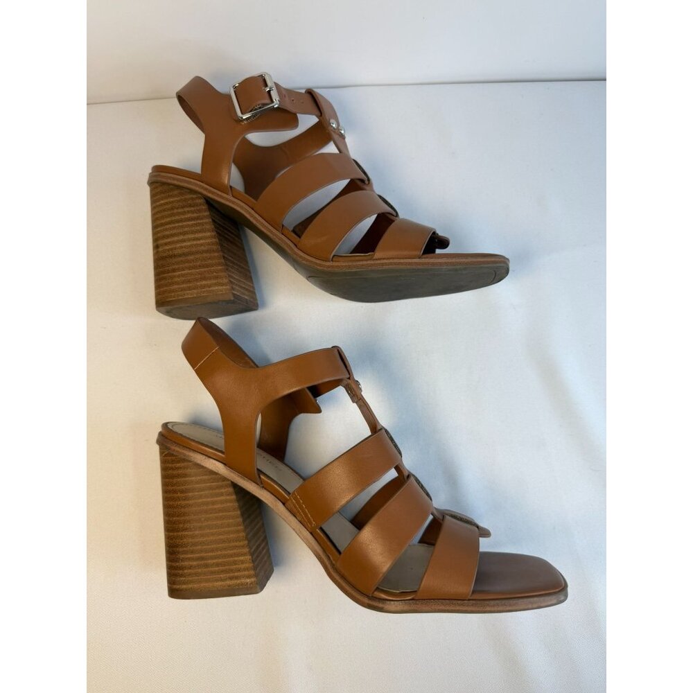 Marc Fisher Fynlee Sandals Women Size 9M Brown Leather Strappy Block Heel Shoes - Picture 8 of 12